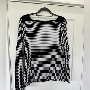 Lauren Ralph Lauren Black & White Striped Long Sleeve Top – Size XL